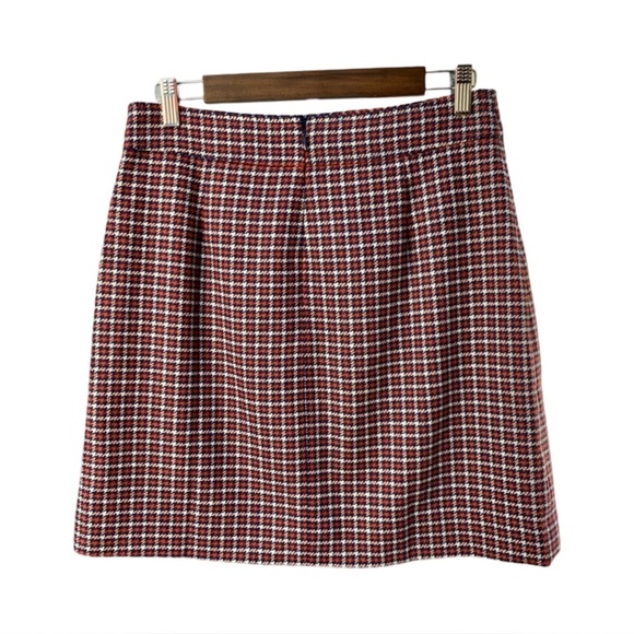 J. Crew Factory Wool Blend Plaid Red White Blue Mini Skirt NWT Size 12 - Picture 2 of 6